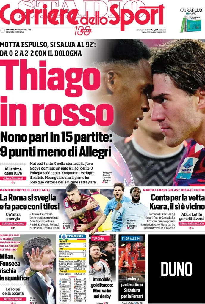 Le prime pagine sportive nazionali – 8 dicembre 33 corriere dello sport 063516282