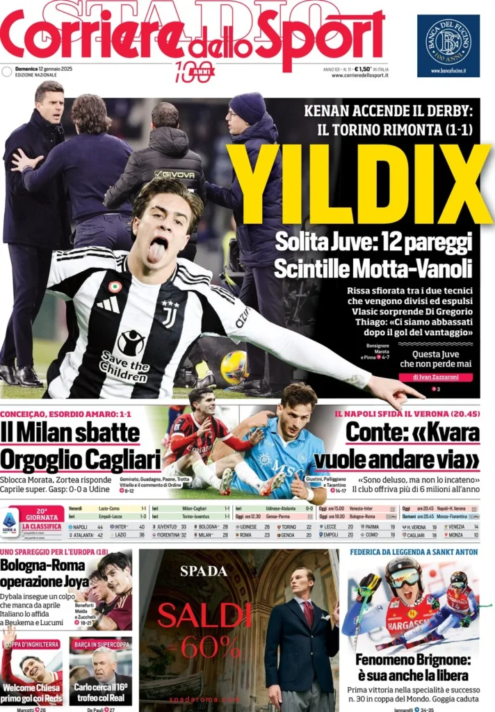 Le prime pagine sportive nazionali – 12 gennaio 33 corriere dello sport 065959737