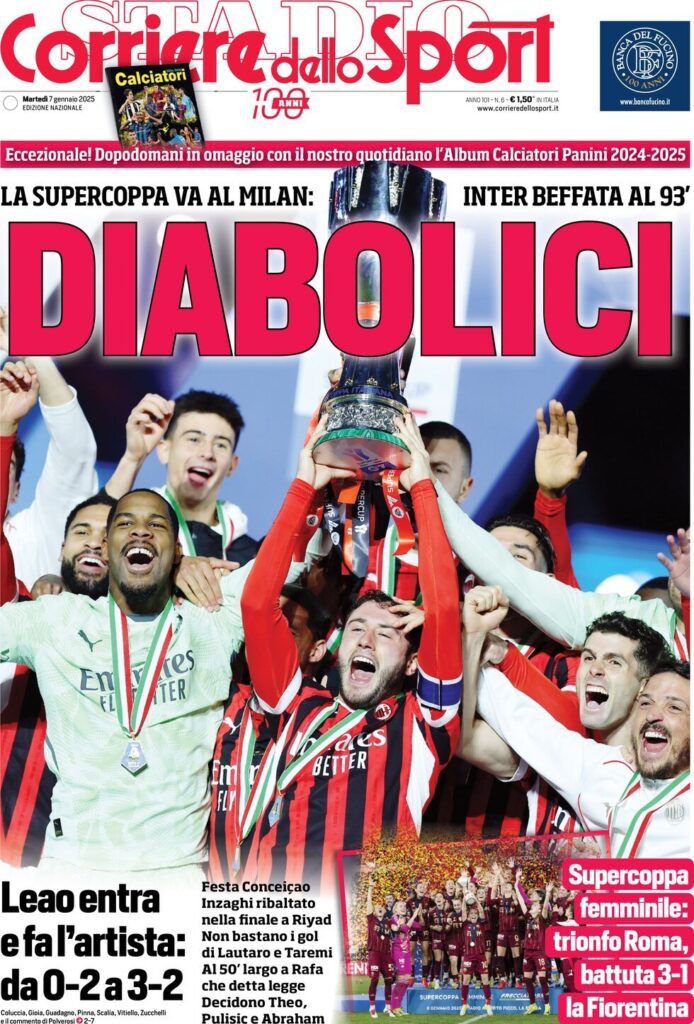 Le prime pagine sportive nazionali – 7 gennaio 32 corriere dello sport 071946828