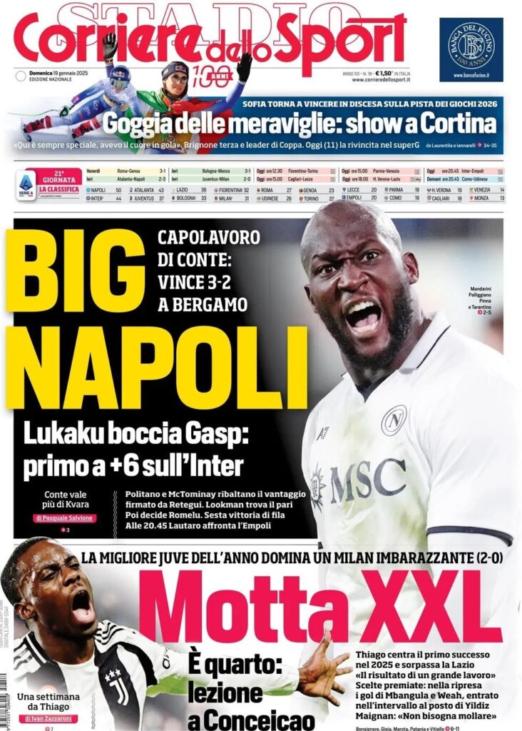 Le prime pagine sportive nazionali – 19 gennaio 33 corriere dello sport 82fcfc839cfda23808a45003aff0159c big