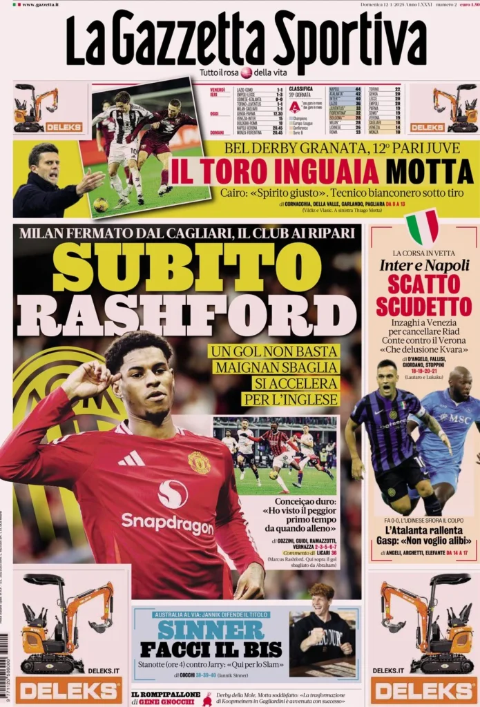 Le prime pagine sportive nazionali – 12 gennaio 32 la gazzetta dello sport 065922195
