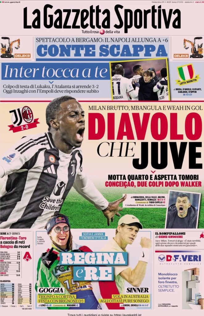 Le prime pagine sportive nazionali – 19 gennaio 32 la gazzetta dello sport a6f7a83074a3623fce0234c44e131b0d big