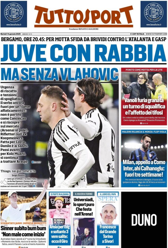 Le prime pagine sportive nazionali – 14 gennaio 33 tuttosport 021207124