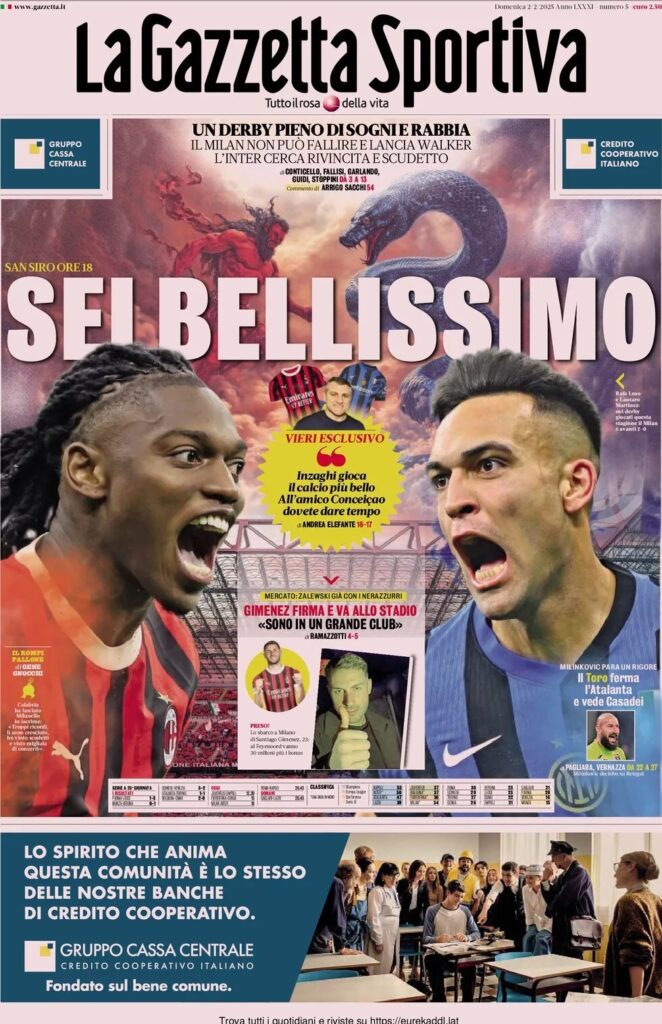 Le prime pagine sportive nazionali – 2 febbraio 32 la gazzetta dello sport 169403c6636f3e336b95c41ad0abbe73 big