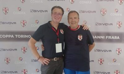 Il Presidente della PADANIA FOOTBALL ASSOCIATION e PRESIDENTE DI CONIFA EUROPE Alberto Rischio con Mauro Tarasco alla Coppa Torino NO LIMITS 2024