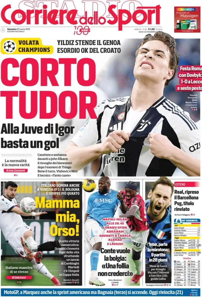 Le prime pagine sportive nazionali – 30 marzo 33 corriere dello sport 072802915