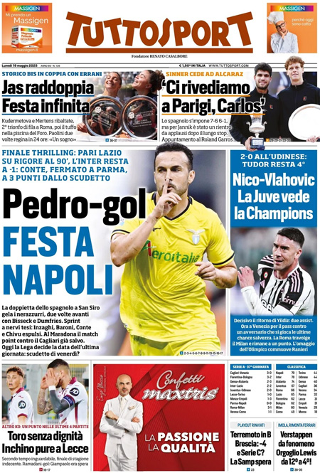 Le prime pagine sportive nazionali – 19 maggio 33 1747630540 60 tuttosport