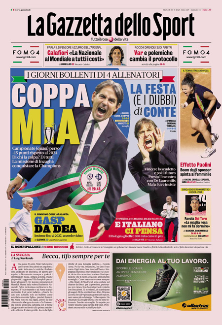 Le prime pagine sportive nazionali – 20 maggio 31 1747717321 58 la gazzetta dello sport