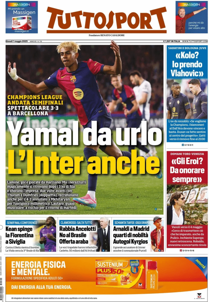 Le prime pagine sportive nazionali – 1 maggio 32 tuttosport 021204795