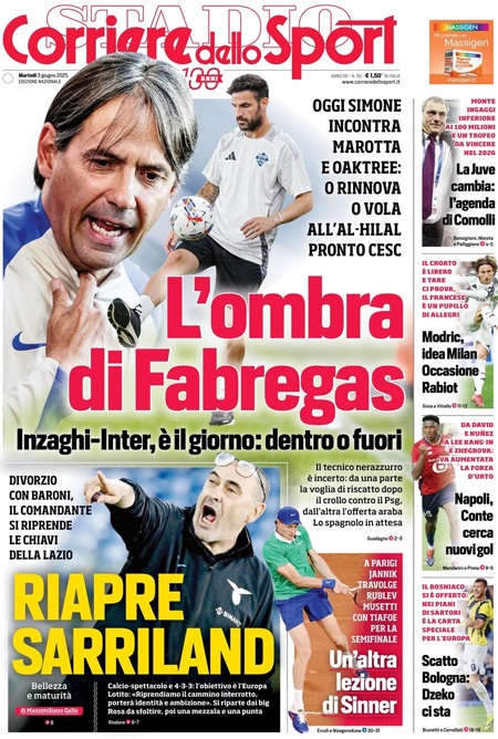 Le prime pagine sportive nazionali – 3 giugno 33 1748926886 59 corriere dello sport