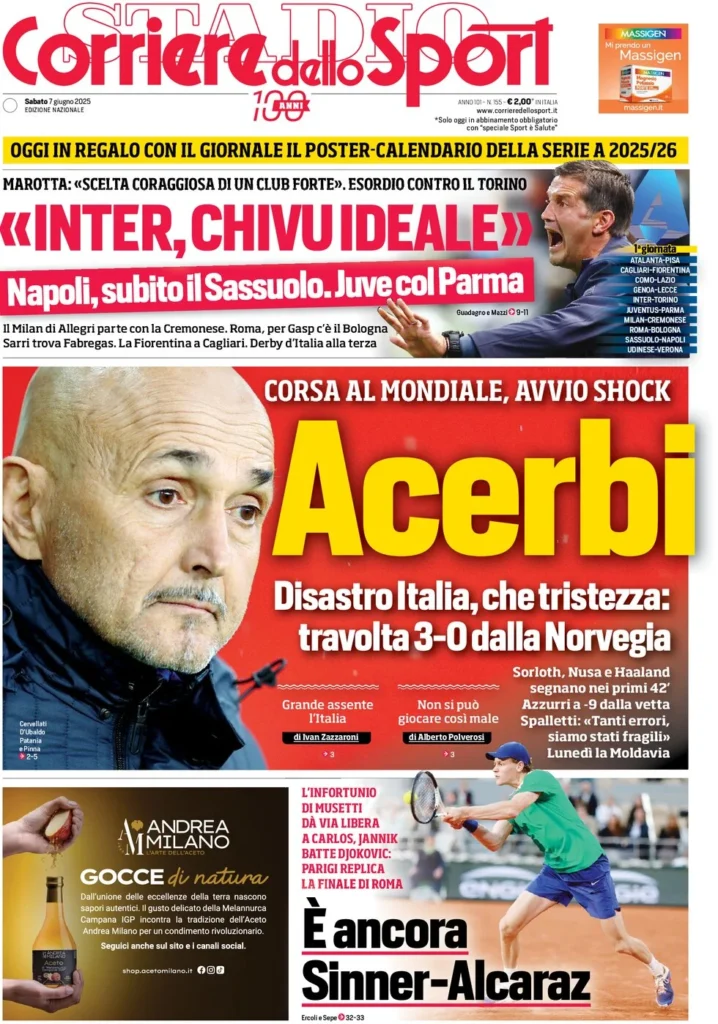 Le prime pagine sportive nazionali – 7 giugno 33 corriere dello sport 070810028