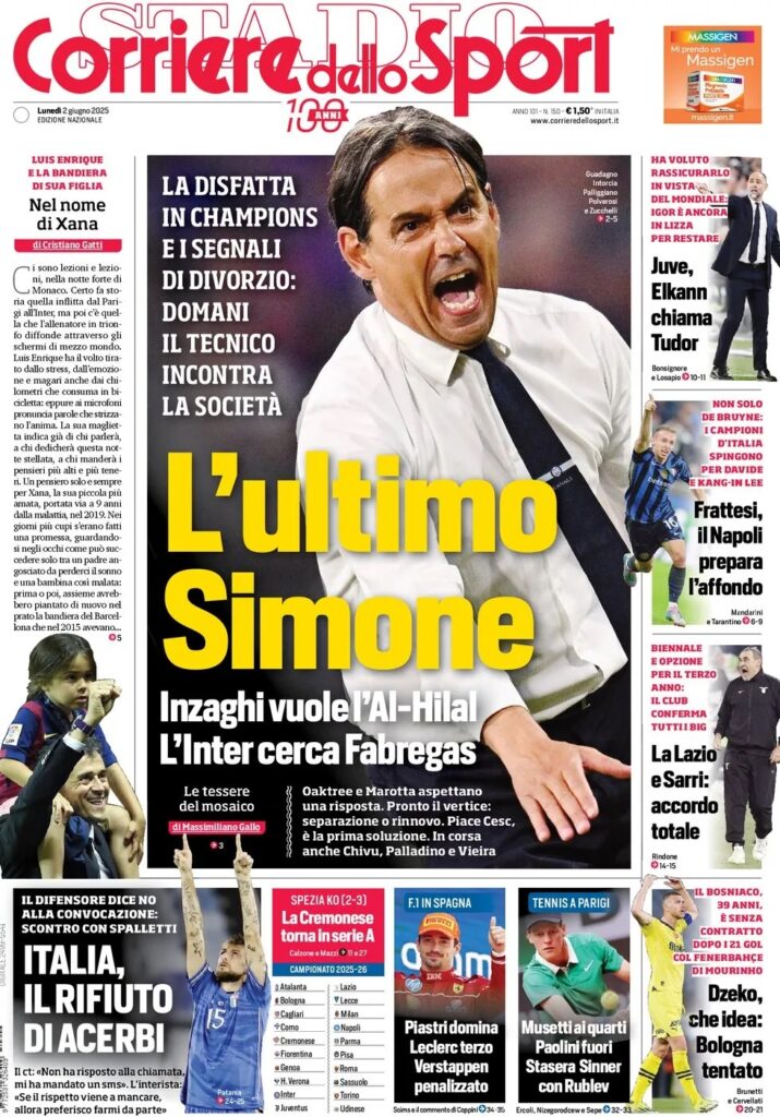 Le prime pagine sportive nazionali – 2 giugno 33 corriere dello sport c011215d2449bfd9b44143a689825785 big