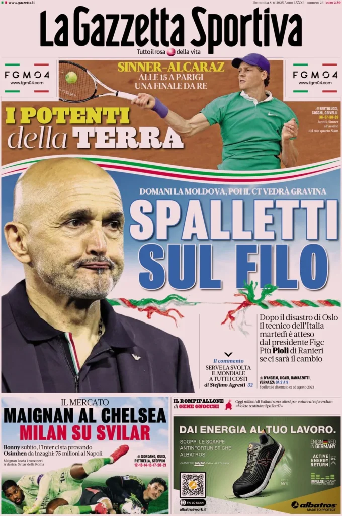 Le prime pagine sportive nazionali - 8 giugno 33 la gazzetta dello sport 065920176