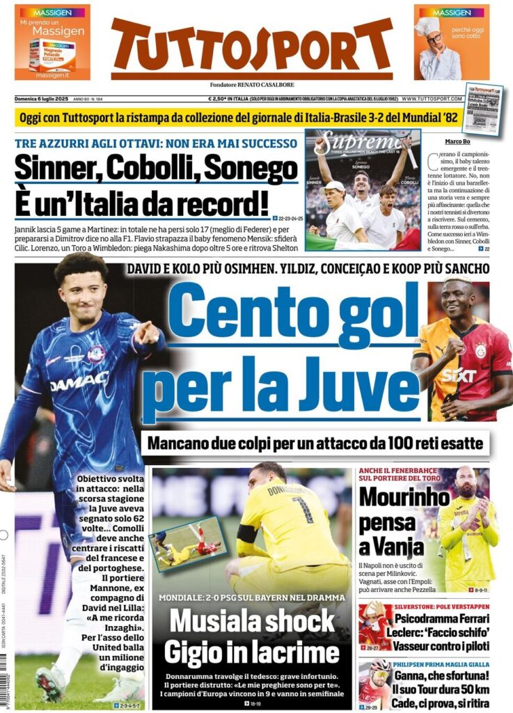 Le prime pagine sportive nazionali – 6 luglio 34 tuttosport 021206332
