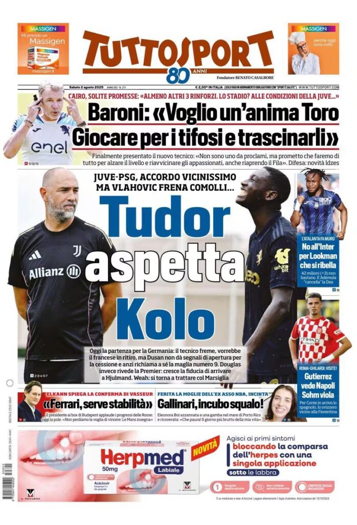 Le prime pagine sportive nazionali - 2 agosto 32 WhatsApp Image 2025 08 02 at 07.16.10