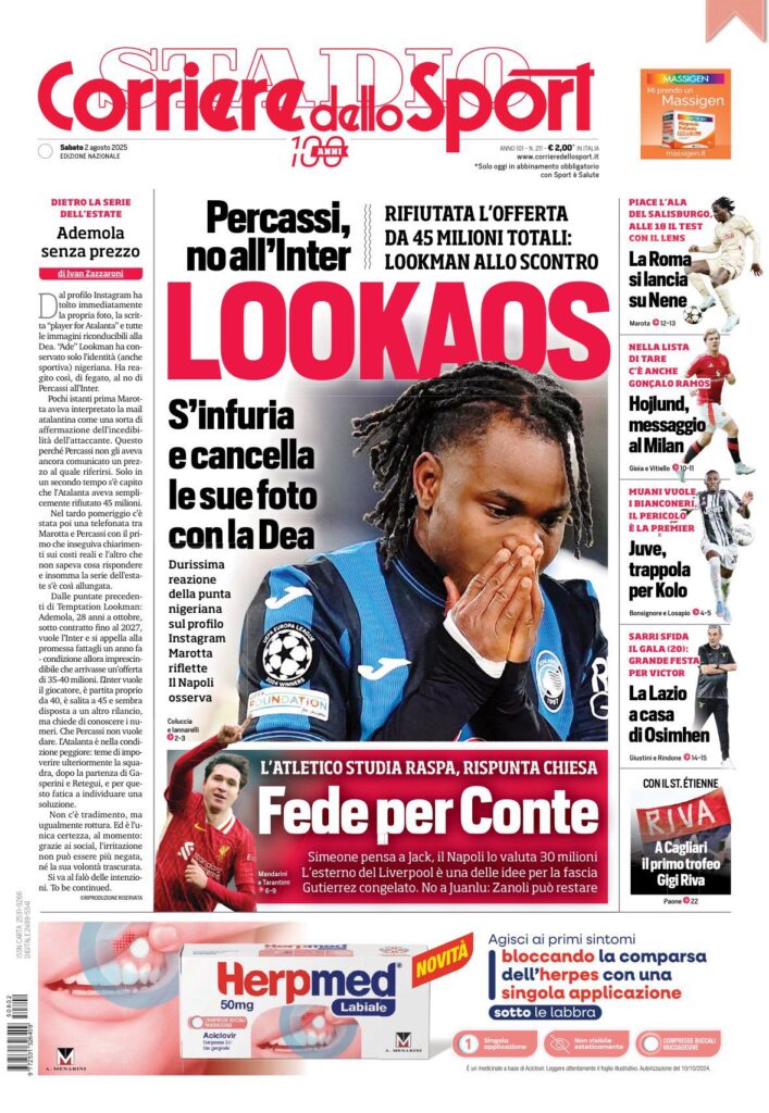 Le prime pagine sportive nazionali - 2 agosto 34 WhatsApp Image 2025 08 02 at 07.16.11