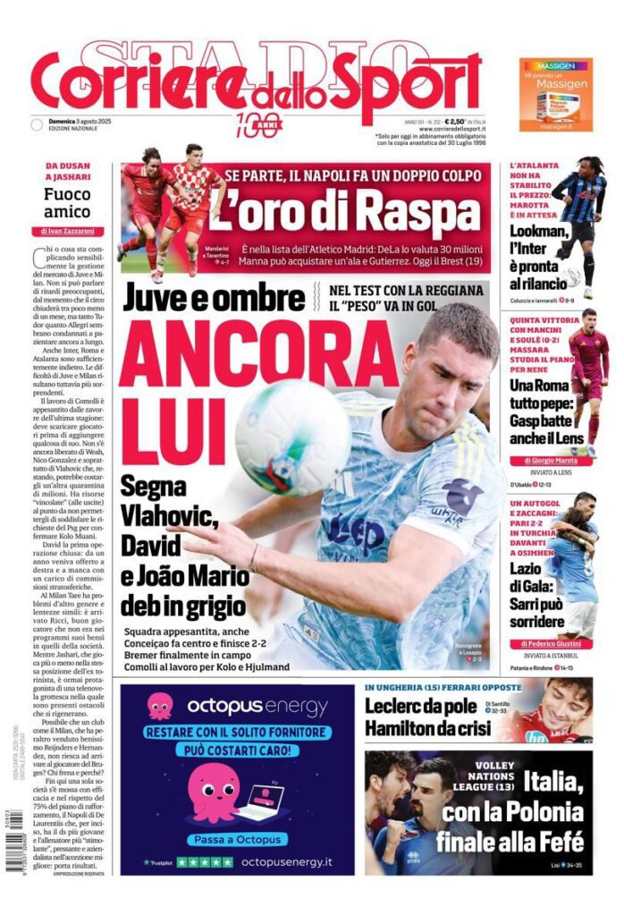 Le prime pagine sportive nazionali - 3 agosto 33 WhatsApp Image 2025 08 03 at 07.30.28