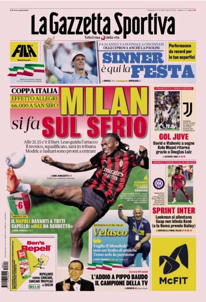Le prime pagine sportive nazionali - 17 agosto 32 WhatsApp Image 2025 08 17 at 07.59.13