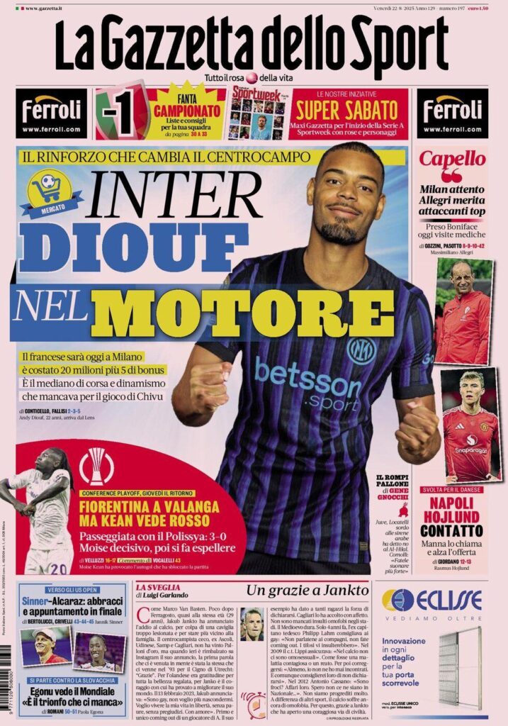 Le prime pagine sportive nazionali - 22 agosto 2025 32 WhatsApp Image 2025 08 22 at 07.52.00