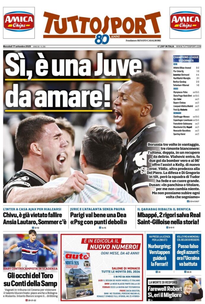 Le prime pagine sportive nazionali - 17 settembre 2025 34 WhatsApp Image 2025 09 17 at 07.50.54 1