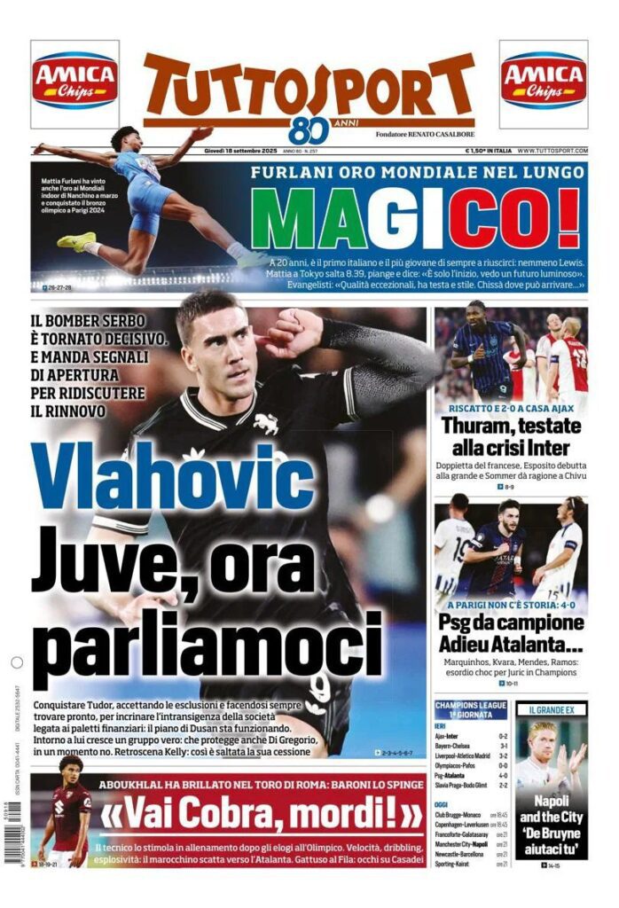 Le prime pagine sportive nazionali - 18 settembre 2025 32 WhatsApp Image 2025 09 18 at 07.52.44