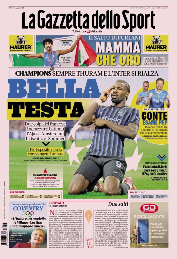 Le prime pagine sportive nazionali - 18 settembre 2025 33 WhatsApp Image 2025 09 18 at 07.52.45 1