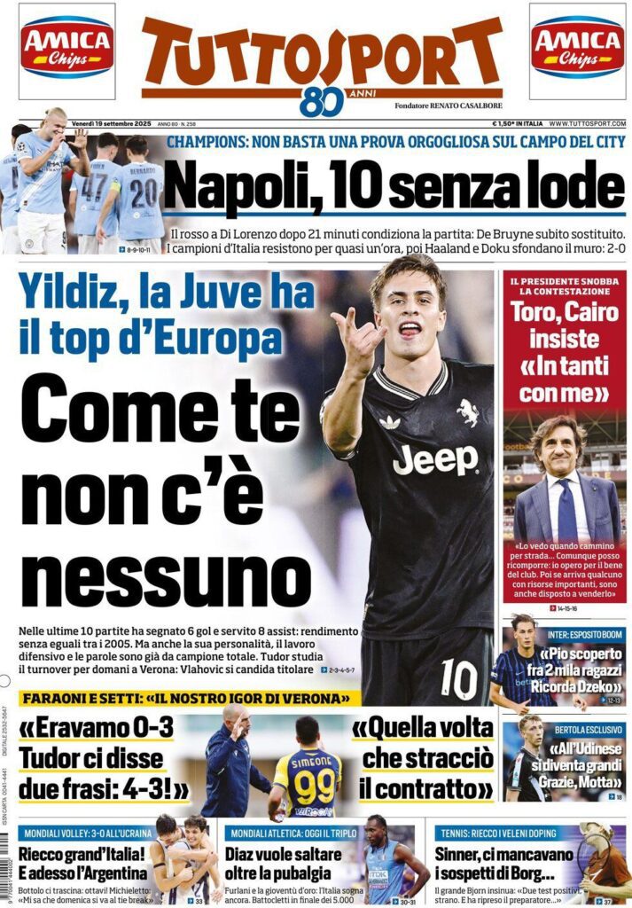 Le prime pagine sportive nazionali - 19 settembre 2025 33 WhatsApp Image 2025 09 19 at 07.54.37