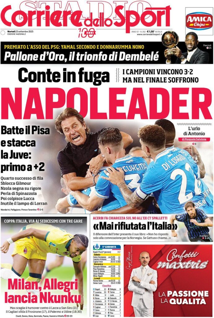 Le prime pagine sportive nazionali - 23 settembre 2025 32 WhatsApp Image 2025 09 23 at 07.55.41 3