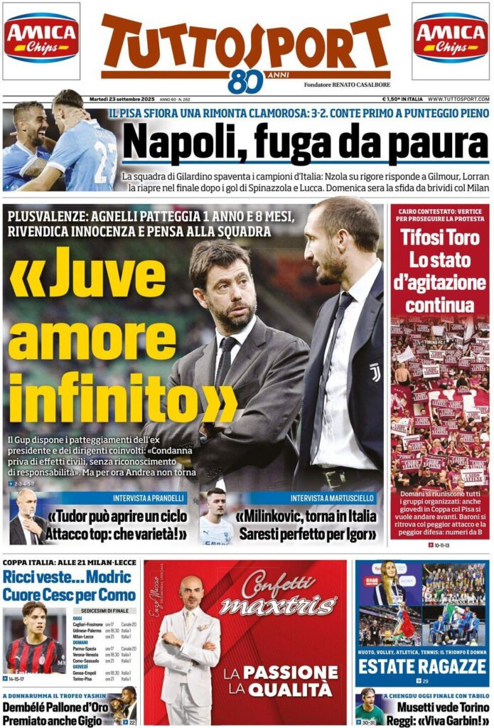 Le prime pagine sportive nazionali - 23 settembre 2025 33 WhatsApp Image 2025 09 23 at 07.55.41