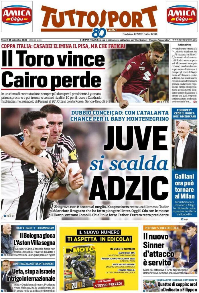 Le prime pagine sportive nazionali - 26 settembre 2025 34 WhatsApp Image 2025 09 26 at 07.50.32 2