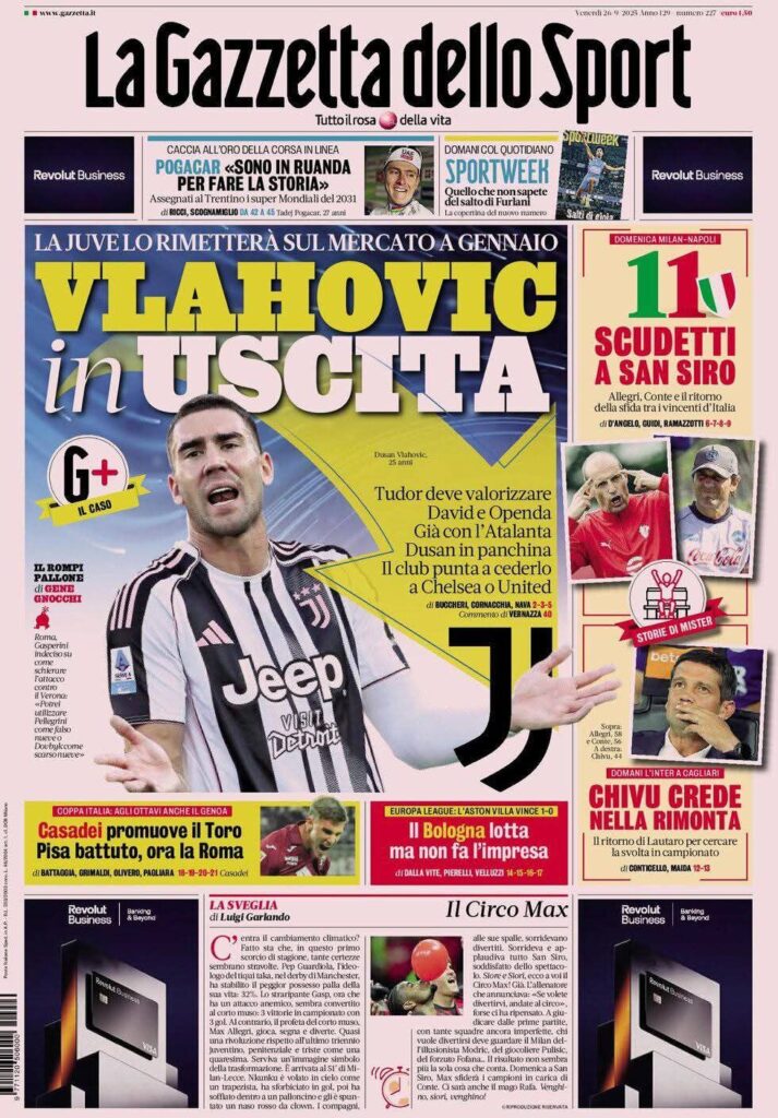 Le prime pagine sportive nazionali - 26 settembre 2025 33 WhatsApp Image 2025 09 26 at 07.50.32
