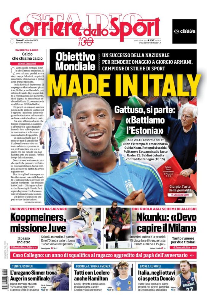 Le prime pagine sportive nazionali - 5 settembre 2025 33 prima pagina naz 810x1189 1