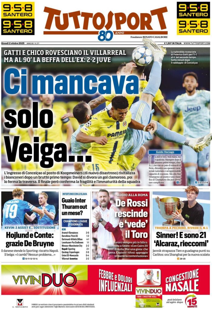 Le prime pagine sportive nazionali - 2 ottobre 2025 33 WhatsApp Image 2025 10 02 at 07.45.21