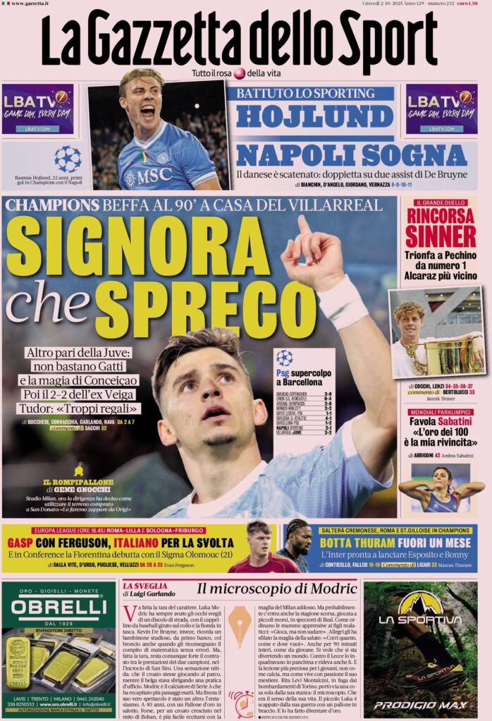 Le prime pagine sportive nazionali - 2 ottobre 2025 32 WhatsApp Image 2025 10 02 at 07.45.22