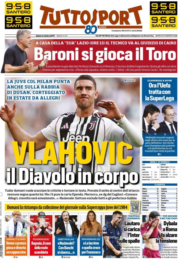 Le prime pagine sportive nazionali - 4 ottobre 2025 32 Tuttosport