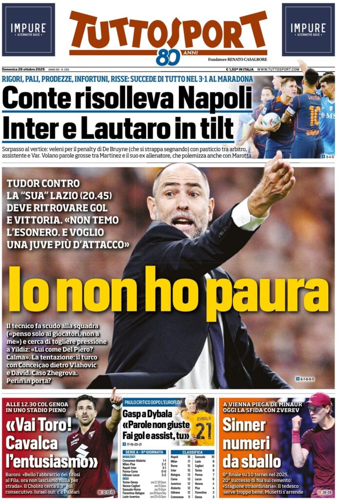 Le prime pagine sportive nazionali - 26 ottobre 2025 37 tuttosport 021204yi2