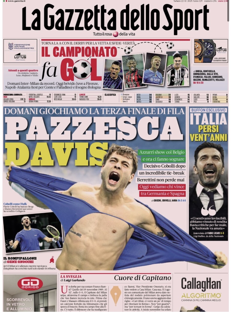 Le prime pagine sportive nazionali – 22 novembre 2025 34 IMG 0494