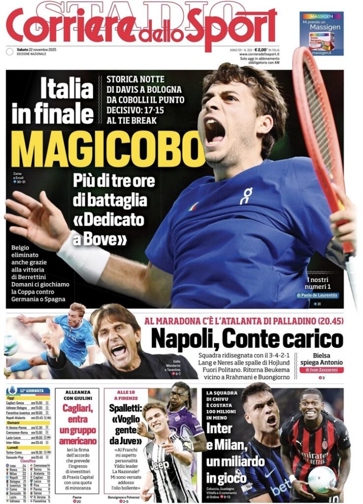 Le prime pagine sportive nazionali – 22 novembre 2025 33 IMG 0496