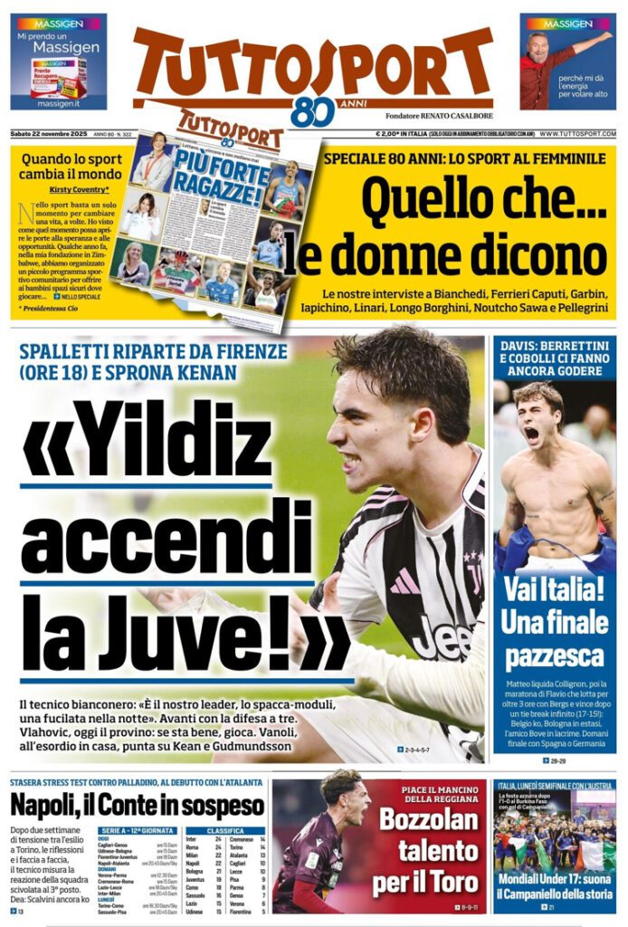 Le prime pagine sportive nazionali – 22 novembre 2025 32 IMG 0497