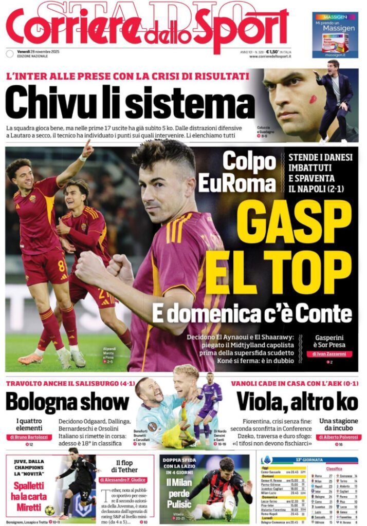 Le prime pagine sportive nazionali – 28 novembre 2025 34 IMG 0571