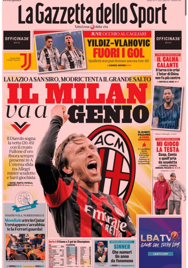 Le prime pagine sportive nazionali – 29 novembre 2025 32 IMG 0591