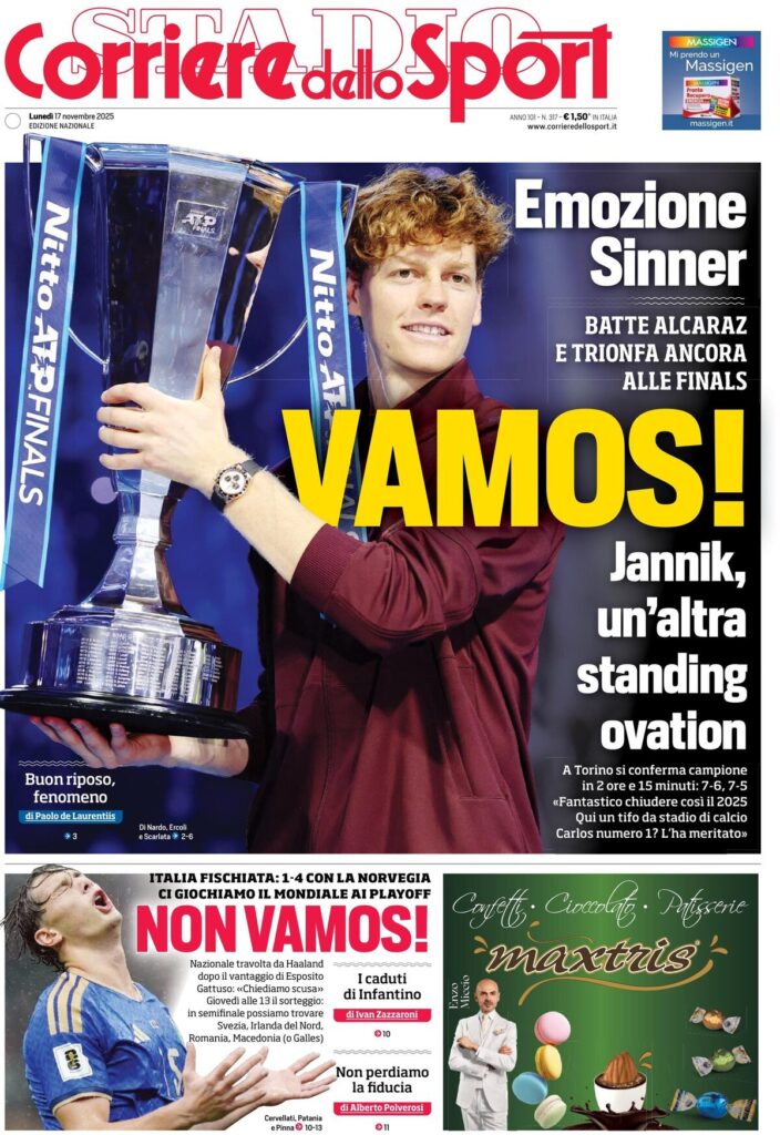 Le prime pagine sportive nazionali - 17 novembre 2025 33 corriere dello sport 0212095kc