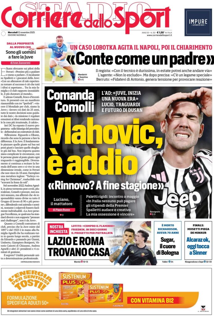 Le prime pagine sportive nazionali - 12 novembre 2025 33 corriere dello sport 0212109il