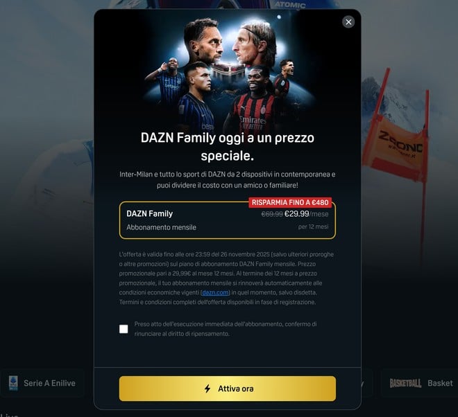 DAZN Black Friday 2025: tutta la Serie A in sconto di 480€ fino al 26 novembre 32 dazn black friday 2025