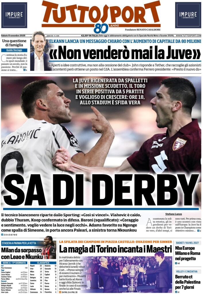 Le prime pagine sportive nazionali - 8 novembre 2025 32 tuttosport 021204ab6 1