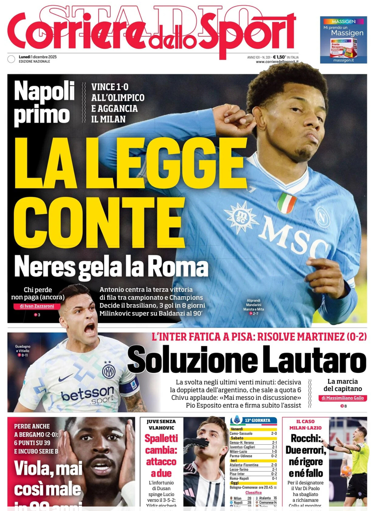 Le prime pagine sportive nazionali – 1 dicembre 2025 33 IMG 0636