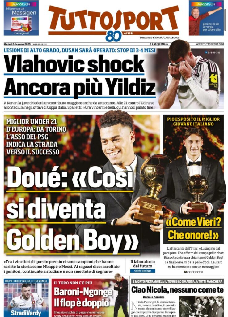 Le prime pagine sportive nazionali – 2 dicembre 2025 32 IMG 0646