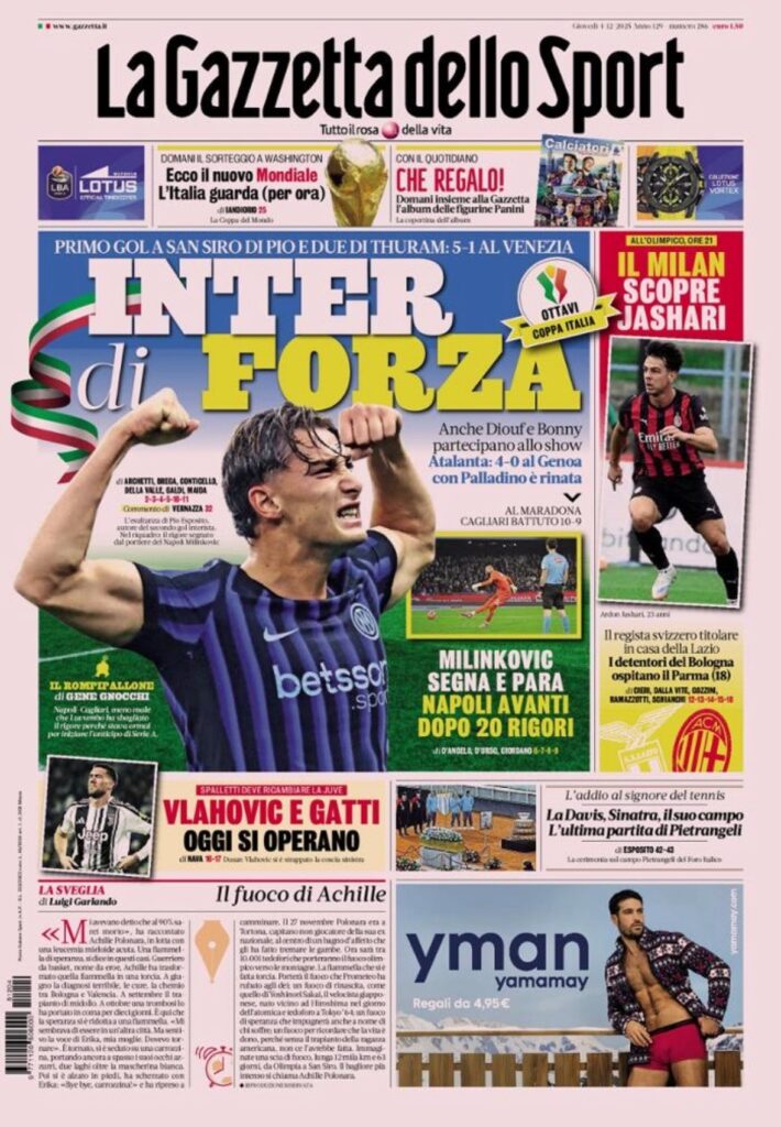 Le prime pagine sportive nazionali – 4 dicembre 2025 34 IMG 0687