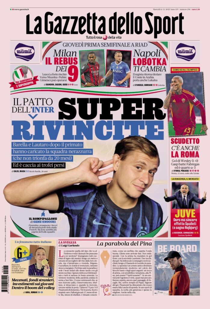 Le prime pagine sportive nazionali – 16 dicembre 2025 34 IMG 0901