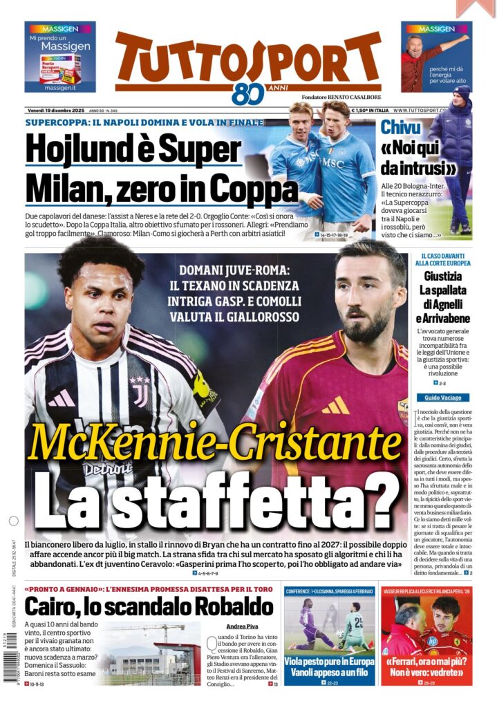 Le prime pagine sportive nazionali – 19 dicembre 2025 32 IMG 0950